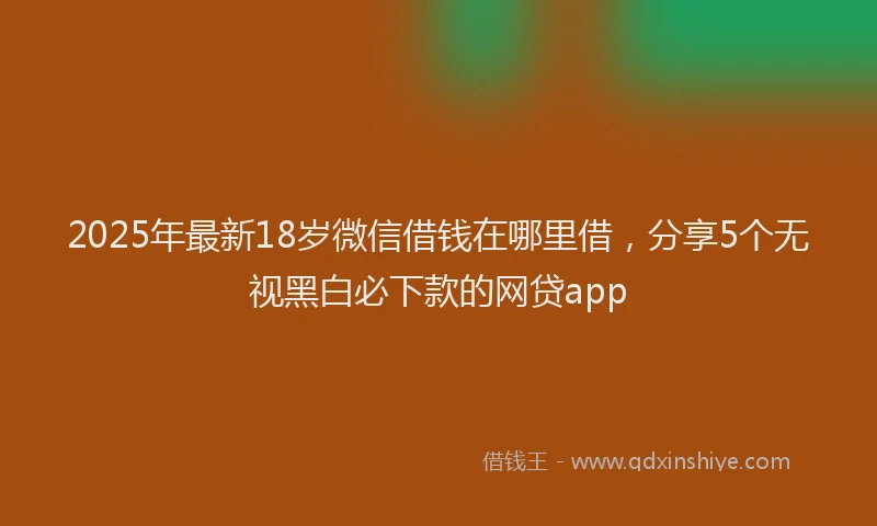 2025年最新18岁微信借钱在哪里借，分享5个无视黑白必下款的网贷app