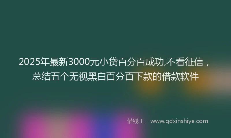 2025年最新3000元小贷百分百成功,不看征信，总结五个无视黑白百分百下款的借款软件