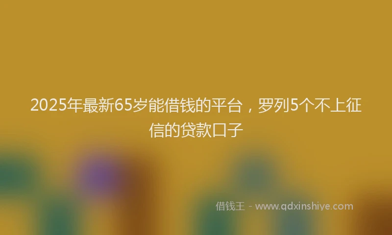 2025年最新65岁能借钱的平台，罗列5个不上征信的贷款口子