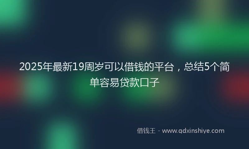 2025年最新19周岁可以借钱的平台，总结5个简单容易贷款口子