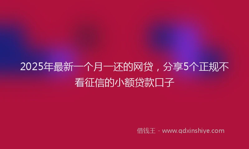 2025年最新一个月一还的网贷，分享5个正规不看征信的小额贷款口子