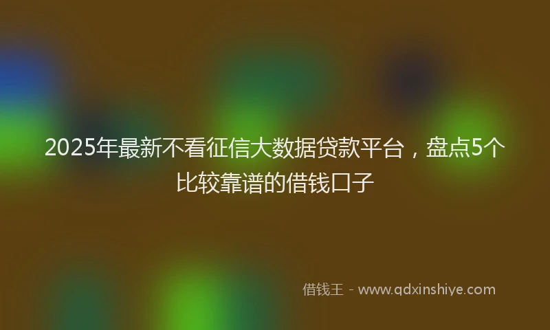 2025年最新不看征信大数据贷款平台，盘点5个比较靠谱的借钱口子
