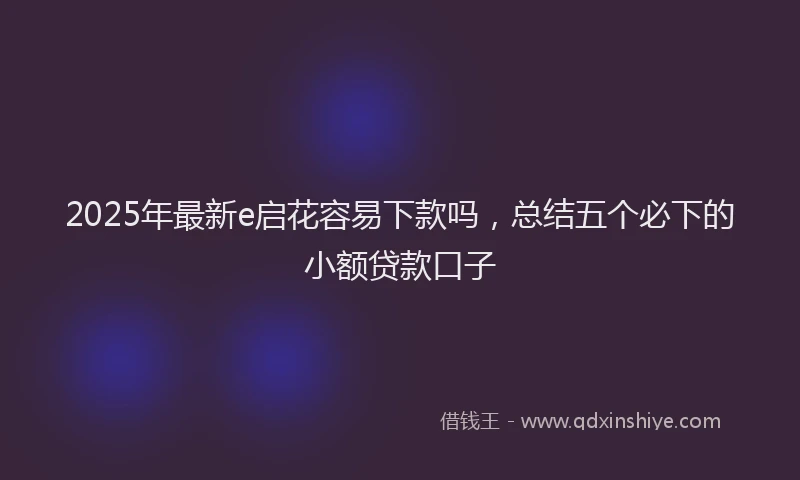 2025年最新e启花容易下款吗，总结五个必下的小额贷款口子