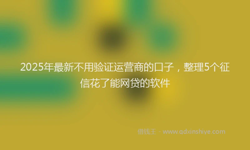 2025年最新不用验证运营商的口子，整理5个征信花了能网贷的软件