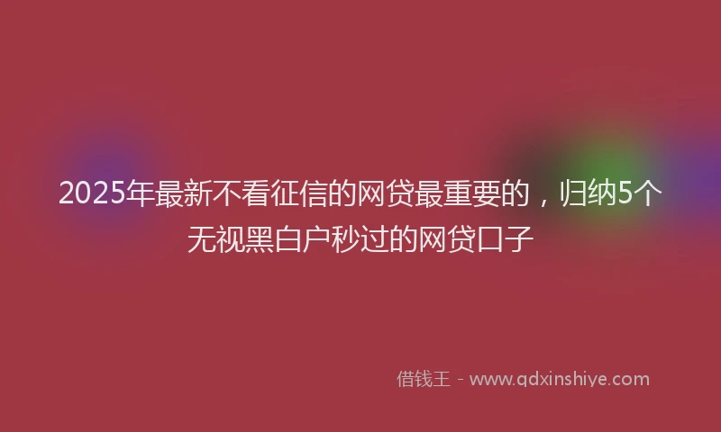 2025年最新不看征信的网贷最重要的，归纳5个无视黑白户秒过的网贷口子