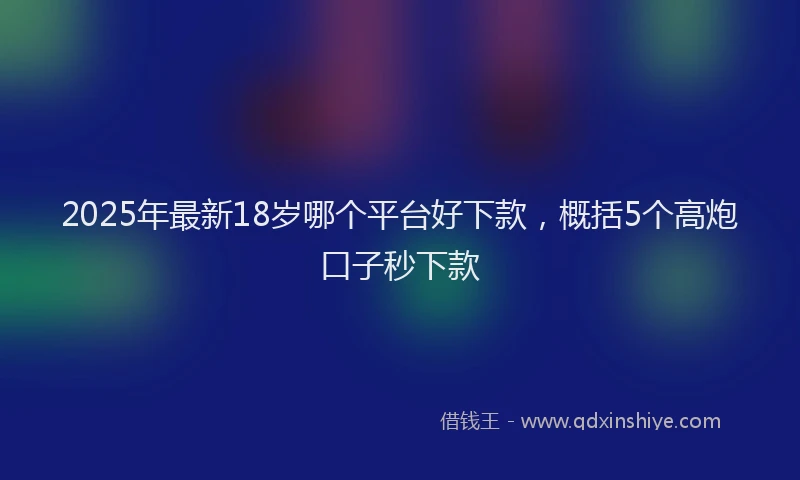 2025年最新18岁哪个平台好下款，概括5个高炮口子秒下款