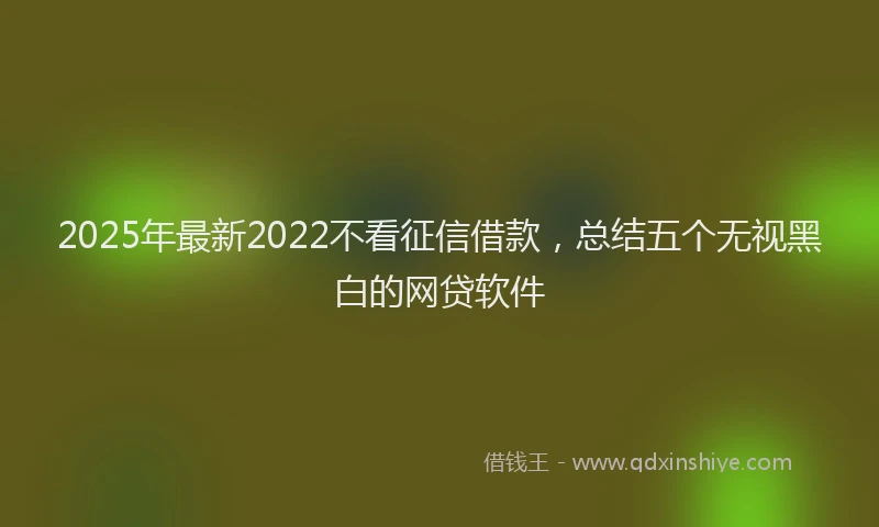 2025年最新2022不看征信借款，总结五个无视黑白的网贷软件