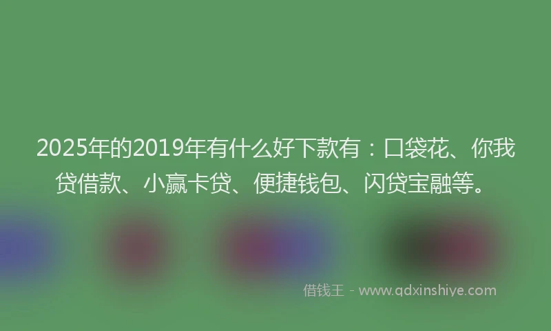 2025年的2019年有什么好下款有：口袋花、你我贷借款、小赢卡贷、便捷钱包、闪贷宝融等。