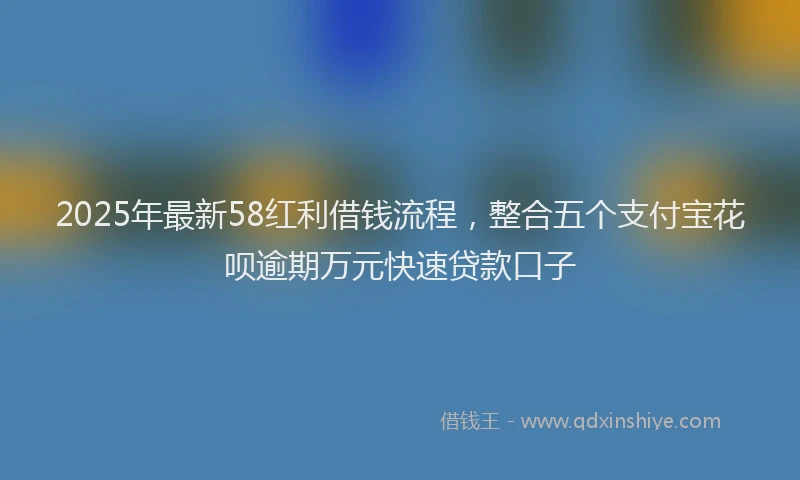 2025年最新58红利借钱流程，整合五个支付宝花呗逾期万元快速贷款口子