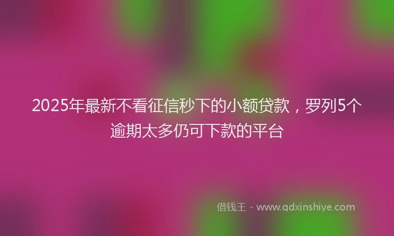 2025年最新不看征信秒下的小额贷款，罗列5个逾期太多仍可下款的平台