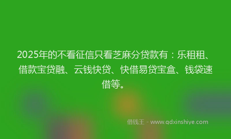 2025年的不看征信只看芝麻分贷款有：乐租租、借款宝贷融、云钱快贷、快借易贷宝盒、钱袋速借等。