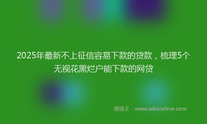 2025年最新不上征信容易下款的贷款，梳理5个无视花黑烂户能下款的网贷