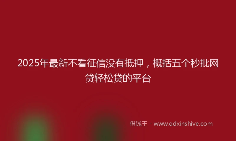 2025年最新不看征信没有抵押，概括五个秒批网贷轻松贷的平台