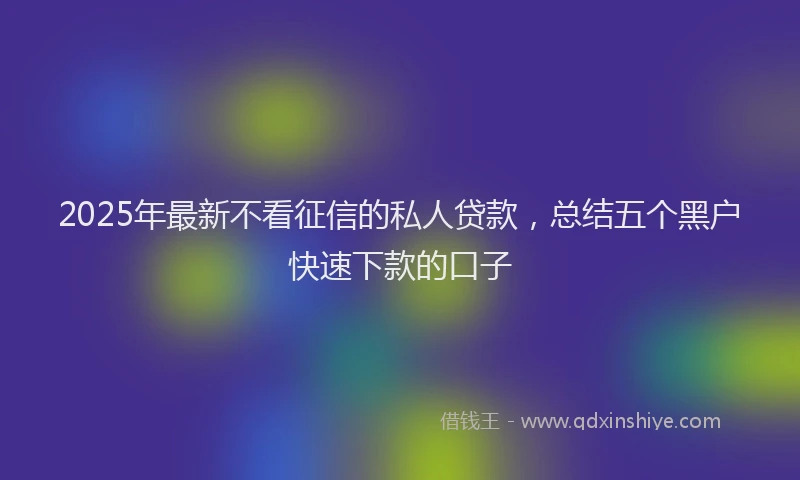 2025年最新不看征信的私人贷款，总结五个黑户快速下款的口子