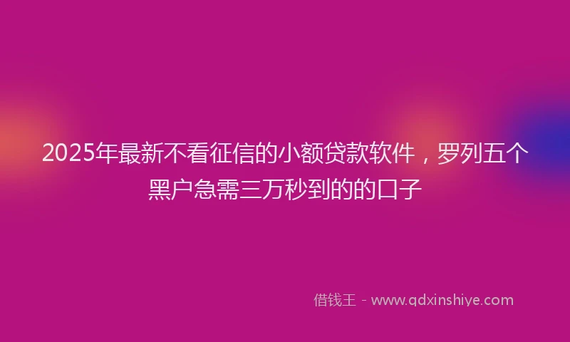 2025年最新不看征信的小额贷款软件，罗列五个黑户急需三万秒到的的口子