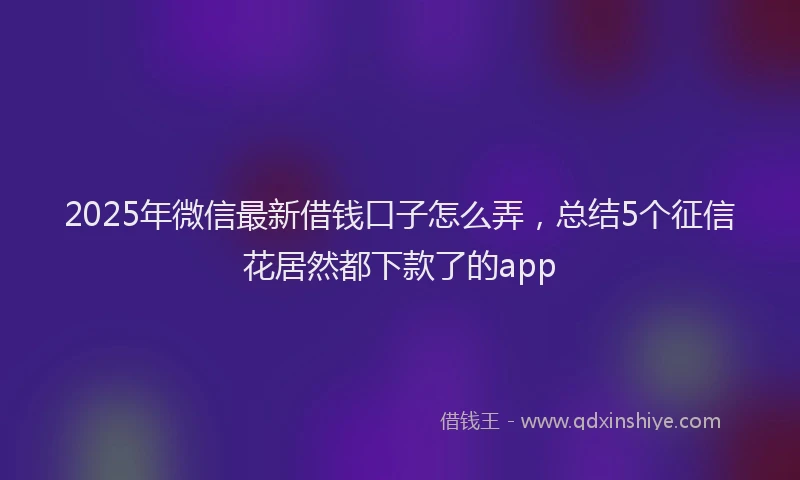2025年微信最新借钱口子怎么弄，总结5个征信花居然都下款了的app