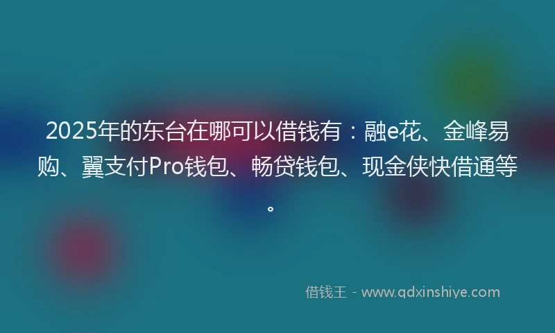 2025年的东台在哪可以借钱有：融e花、金峰易购、翼支付Pro钱包、畅贷钱包、现金侠快借通等。