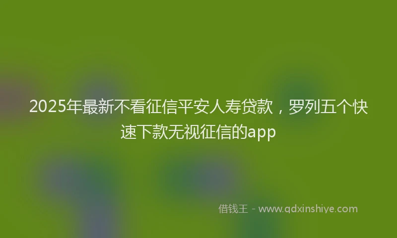 2025年最新不看征信平安人寿贷款，罗列五个快速下款无视征信的app