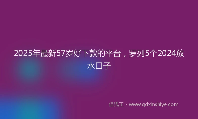 2025年最新57岁好下款的平台，罗列5个2024放水口子