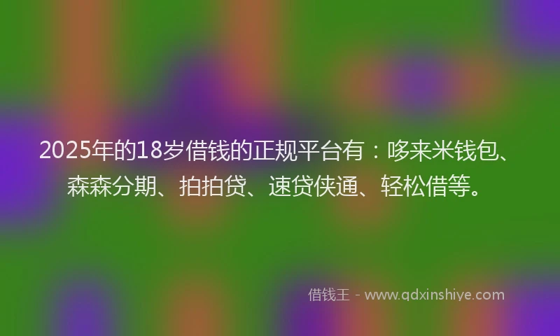 2025年的18岁借钱的正规平台有：哆来米钱包、森森分期、拍拍贷、速贷侠通、轻松借等。
