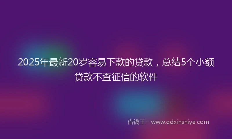 2025年最新20岁容易下款的贷款，总结5个小额贷款不查征信的软件