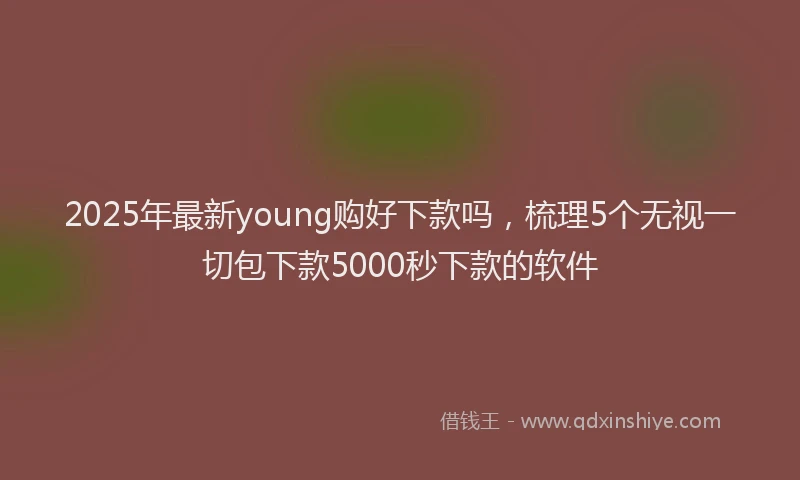 2025年最新young购好下款吗，梳理5个无视一切包下款5000秒下款的软件
