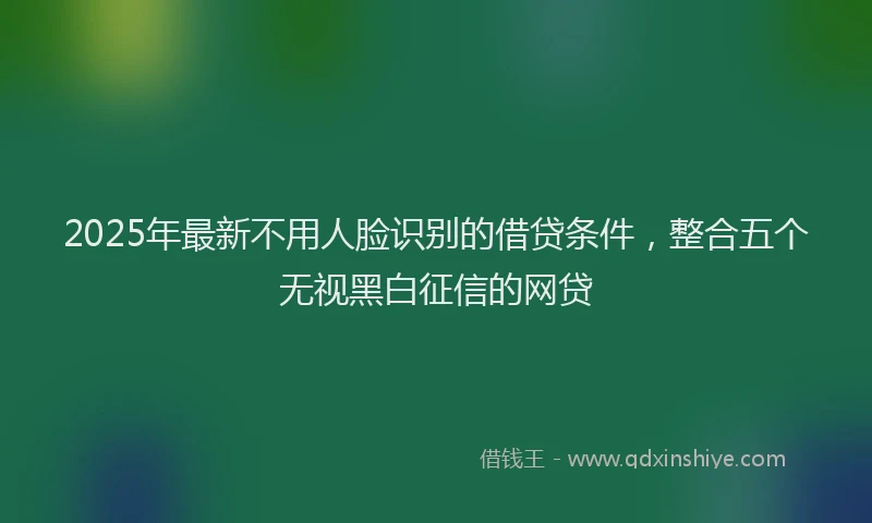 2025年最新不用人脸识别的借贷条件，整合五个无视黑白征信的网贷