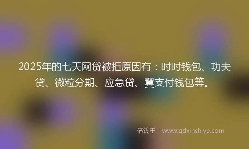 2025年的七天网贷被拒原因有：时时钱包、功夫贷、微粒分期、应急贷、翼支付钱包等。