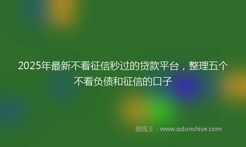 2025年最新不看征信秒过的贷款平台，整理五个不看负债和征信的口子