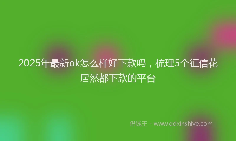 2025年最新ok怎么样好下款吗，梳理5个征信花居然都下款的平台