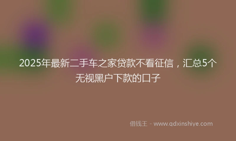 2025年最新二手车之家贷款不看征信，汇总5个无视黑户下款的口子