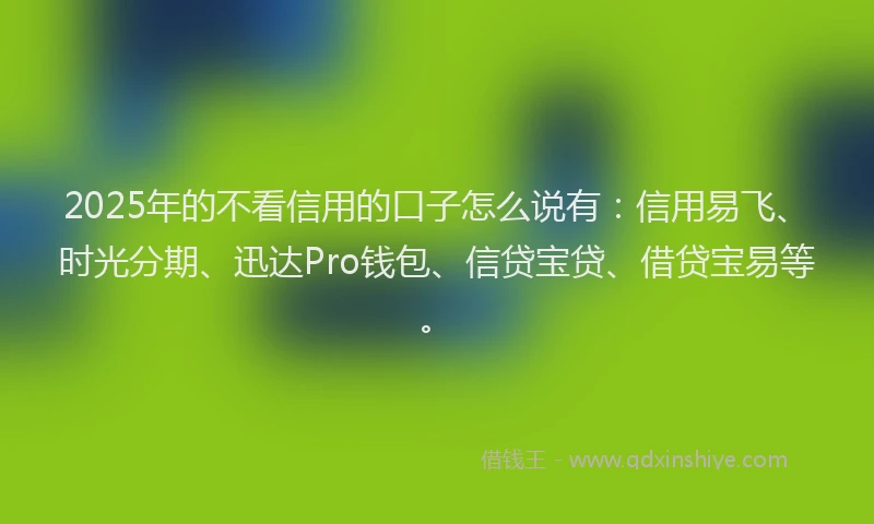 2025年的不看信用的口子怎么说有：信用易飞、时光分期、迅达Pro钱包、信贷宝贷、借贷宝易等。
