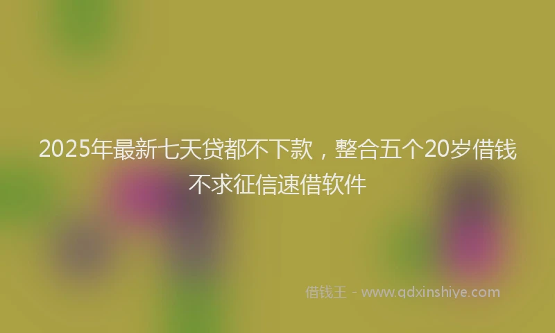2025年最新七天贷都不下款，整合五个20岁借钱不求征信速借软件