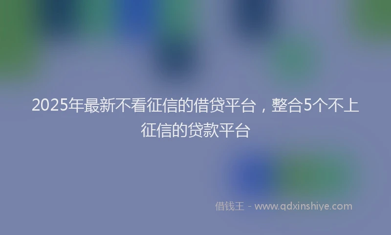 2025年最新不看征信的借贷平台，整合5个不上征信的贷款平台