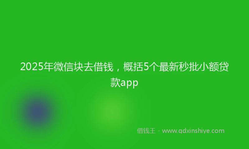 2025年微信块去借钱，概括5个最新秒批小额贷款app