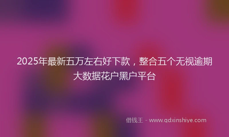 2025年最新五万左右好下款，整合五个无视逾期大数据花户黑户平台
