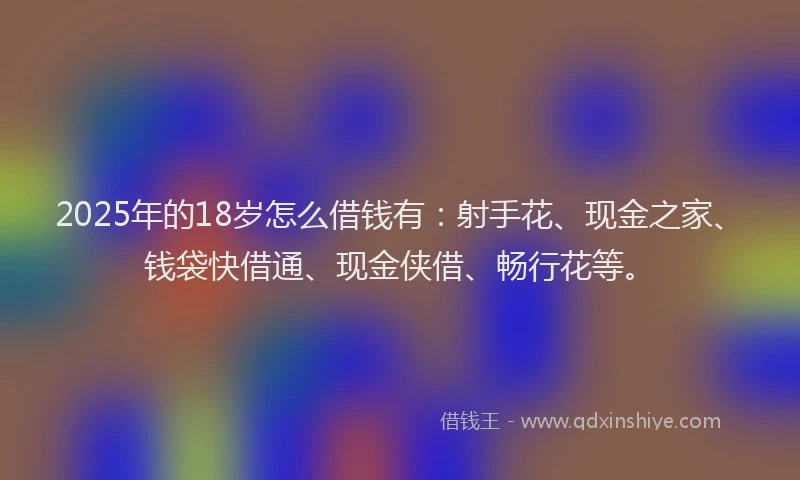 2025年的18岁怎么借钱有：射手花、现金之家、钱袋快借通、现金侠借、畅行花等。