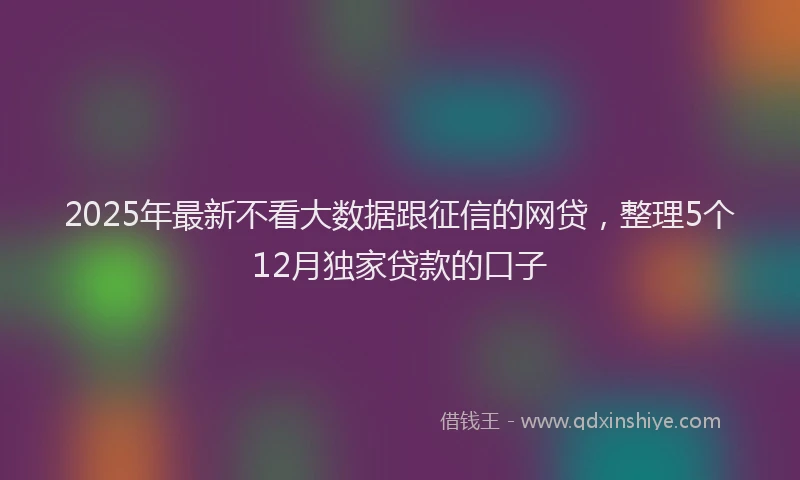 2025年最新不看大数据跟征信的网贷，整理5个12月独家贷款的口子