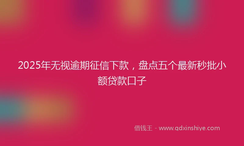 2025年无视逾期征信下款，盘点五个最新秒批小额贷款口子