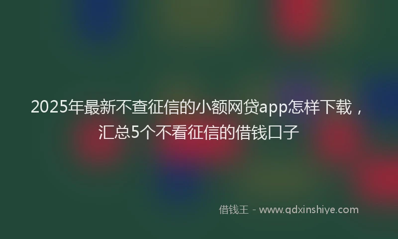 2025年最新不查征信的小额网贷app怎样下载，汇总5个不看征信的借钱口子