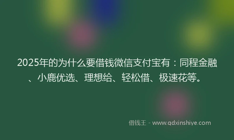2025年的为什么要借钱微信支付宝有：同程金融、小鹿优选、理想给、轻松借、极速花等。