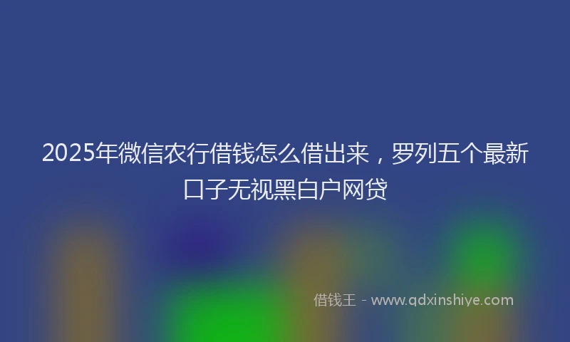 2025年微信农行借钱怎么借出来，罗列五个最新口子无视黑白户网贷