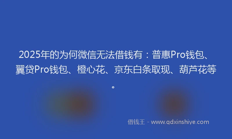 2025年的为何微信无法借钱有：普惠Pro钱包、翼贷Pro钱包、橙心花、京东白条取现、葫芦花等。