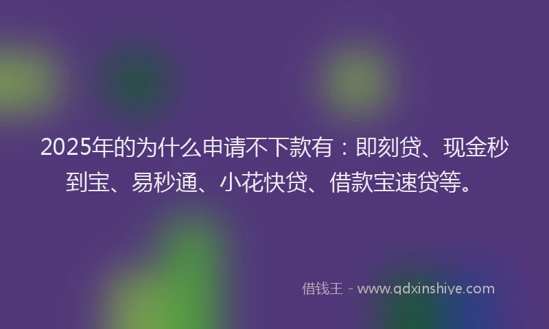 2025年的为什么申请不下款有：即刻贷、现金秒到宝、易秒通、小花快贷、借款宝速贷等。