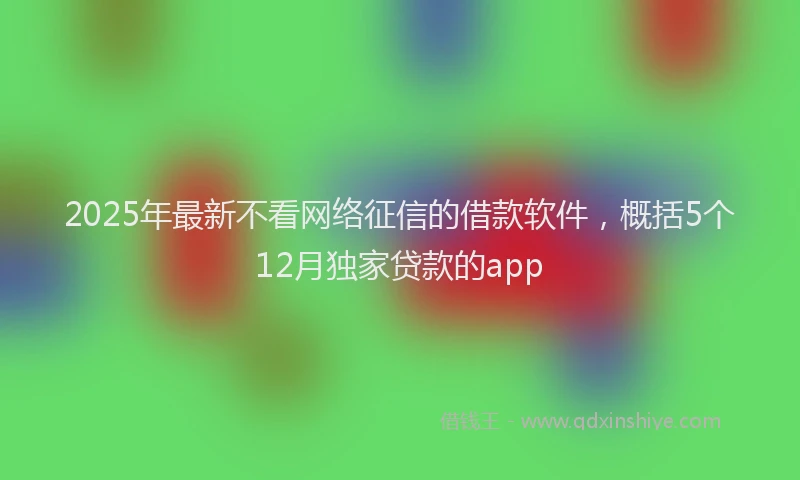 2025年最新不看网络征信的借款软件，概括5个12月独家贷款的app