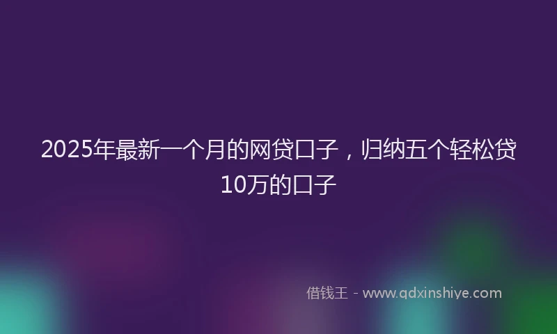 2025年最新一个月的网贷口子，归纳五个轻松贷10万的口子