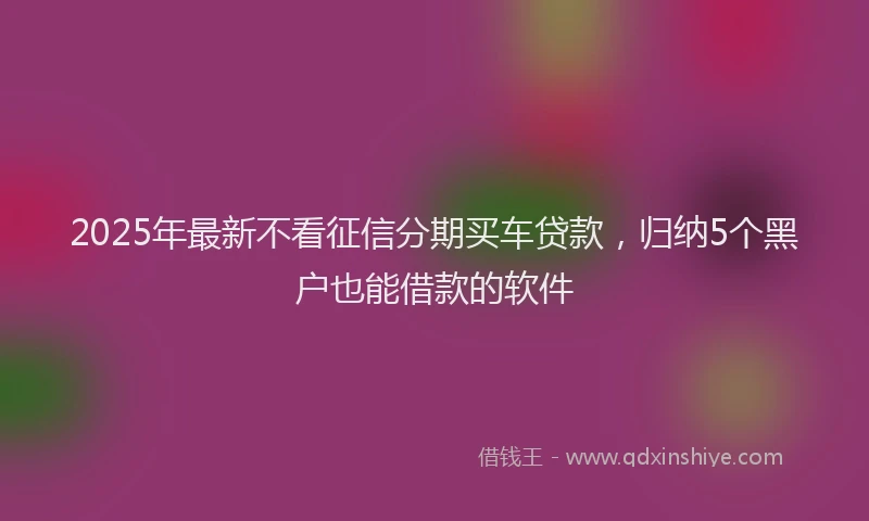 2025年最新不看征信分期买车贷款，归纳5个黑户也能借款的软件