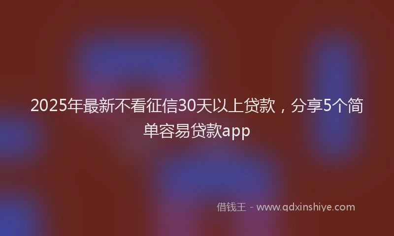 2025年最新不看征信30天以上贷款，分享5个简单容易贷款app