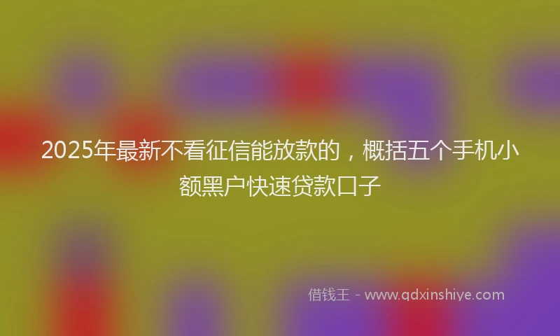 2025年最新不看征信能放款的，概括五个手机小额黑户快速贷款口子