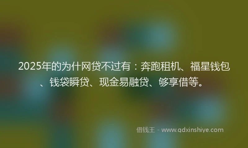 2025年的为什网贷不过有：奔跑租机、福星钱包、钱袋瞬贷、现金易融贷、够享借等。